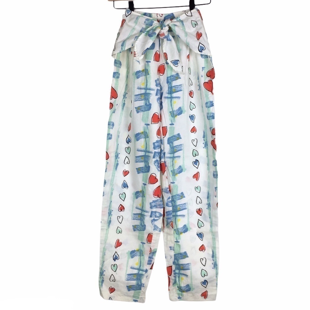 VINTAGE 80s Pants Spinnaker Sport Hearts Graffiti Retro High Waist Medium NWT - Picture 9 of 9